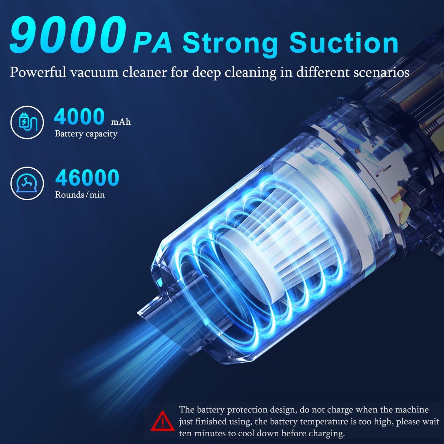 KMM Handheld Car Vacuum Cleaner, 11000PA Vacuum Cleaner & Air Duster, 120W High Power Vacuum Portable Cordless, Hand Held Vacuum Rechargeable with Multi-Nozzles & LED Light for Home, Car, Office