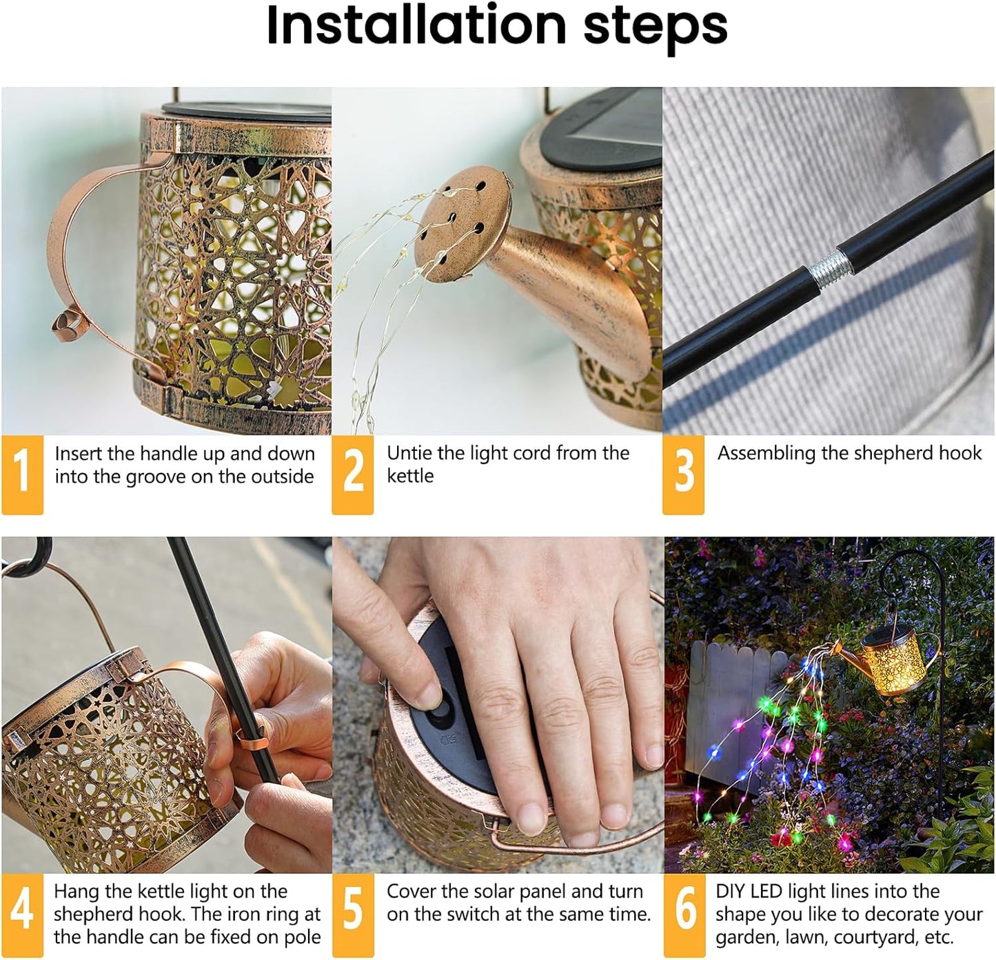 Solar Watering Can Lights – Outdoor Metal Garden Decor, Warm White 🌼