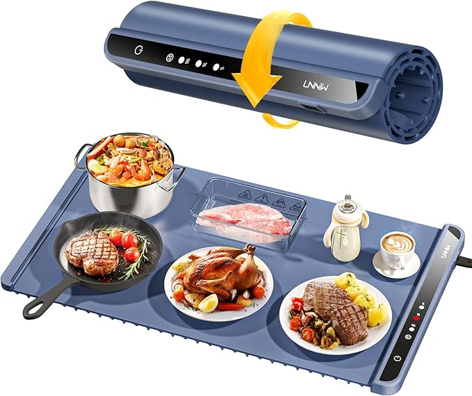 Electric Food Warming Mat – Fast Heating, Portable, with Timer – Perfect for Home & Parties
