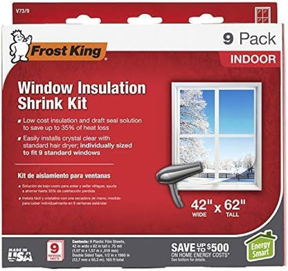 🏠 Warm Indoor Window Insulation Kit – Clear Shrink Film, 9-Pack