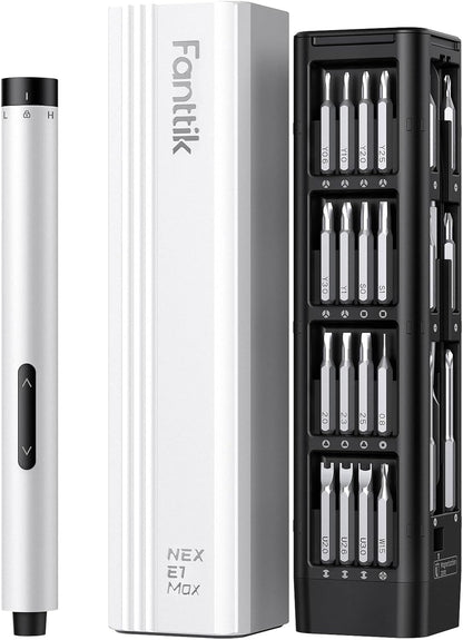 Fanttik E1 Max Electric Screwdriver, Mini Precision Screwdriver Set, 50 Magnetic Bits, Magnetic Storage, 5/32‘’Hex, Repair Tool Kit for Electronics Phone Camera Laptop Watch (Grey)