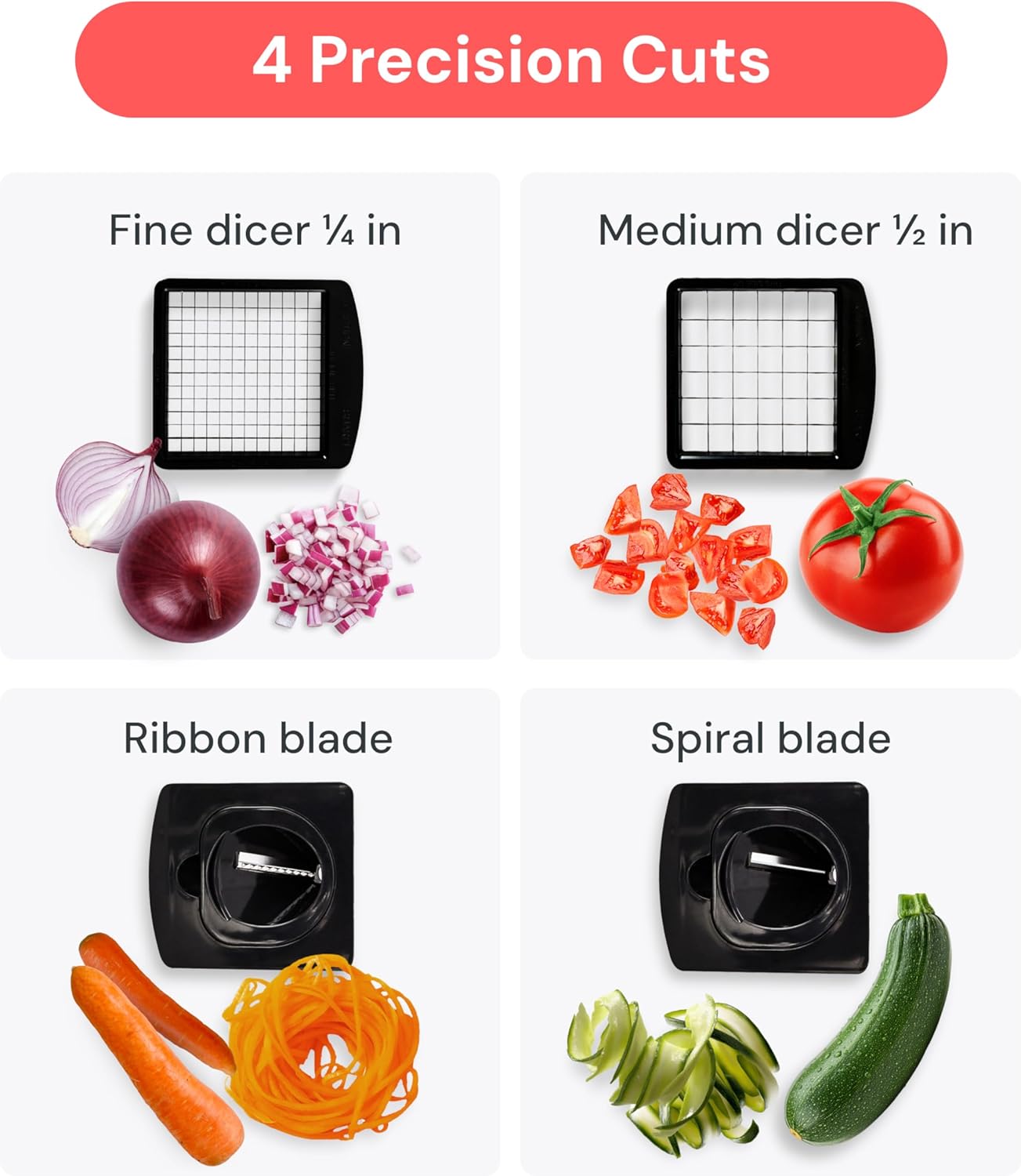 Fullstar The Original Pro Chopper - Vegetable Chopper and Spiralizer, Food Chopper with Container, Fruit Slicer, Kitchen Gadgets & Accessories, Home Essentials (All in 1, White)
