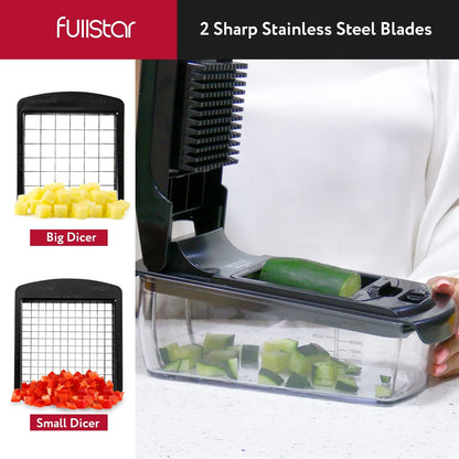 Fullstar The Original Pro Chopper - Vegetable Chopper and Spiralizer, Food Chopper with Container, Fruit Slicer, Kitchen Gadgets & Accessories, Home Essentials (All in 1, White)