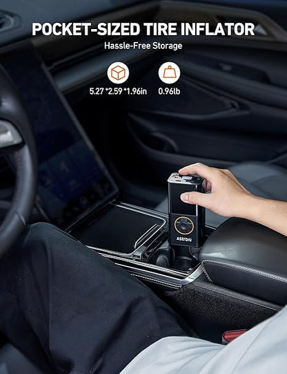 AstroAI L7 Tire Inflator Portable Air Compressor Cordless Mini Bike Pump with Digital Dual Values Display, 150 PSI Car Tires Air Pump with LED Lights&Pressure Gauge for Auto, Motorcycles, Bikes, Balls