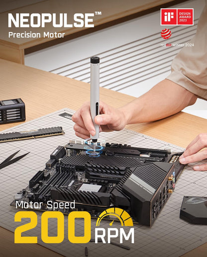 Fanttik E1 Max Electric Screwdriver, Mini Precision Screwdriver Set, 50 Magnetic Bits, Magnetic Storage, 5/32‘’Hex, Repair Tool Kit for Electronics Phone Camera Laptop Watch (Grey)