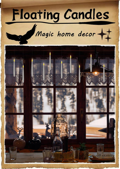 ✨ Floating Flameless Candles with Magic Wand – 20PCS Warm LED Lights for Halloween, Wedding & Party Decor