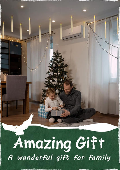 ✨ Floating Flameless Candles with Magic Wand – 20PCS Warm LED Lights for Halloween, Wedding & Party Decor