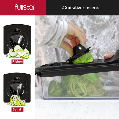 Fullstar The Original Pro Chopper - Vegetable Chopper and Spiralizer, Food Chopper with Container, Fruit Slicer, Kitchen Gadgets & Accessories, Home Essentials (All in 1, White)