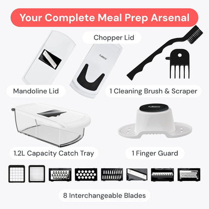 Fullstar The Original Pro Chopper - Vegetable Chopper and Spiralizer, Food Chopper with Container, Fruit Slicer, Kitchen Gadgets & Accessories, Home Essentials (All in 1, White)