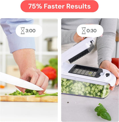 Fullstar The Original Pro Chopper - Vegetable Chopper and Spiralizer, Food Chopper with Container, Fruit Slicer, Kitchen Gadgets & Accessories, Home Essentials (All in 1, White)
