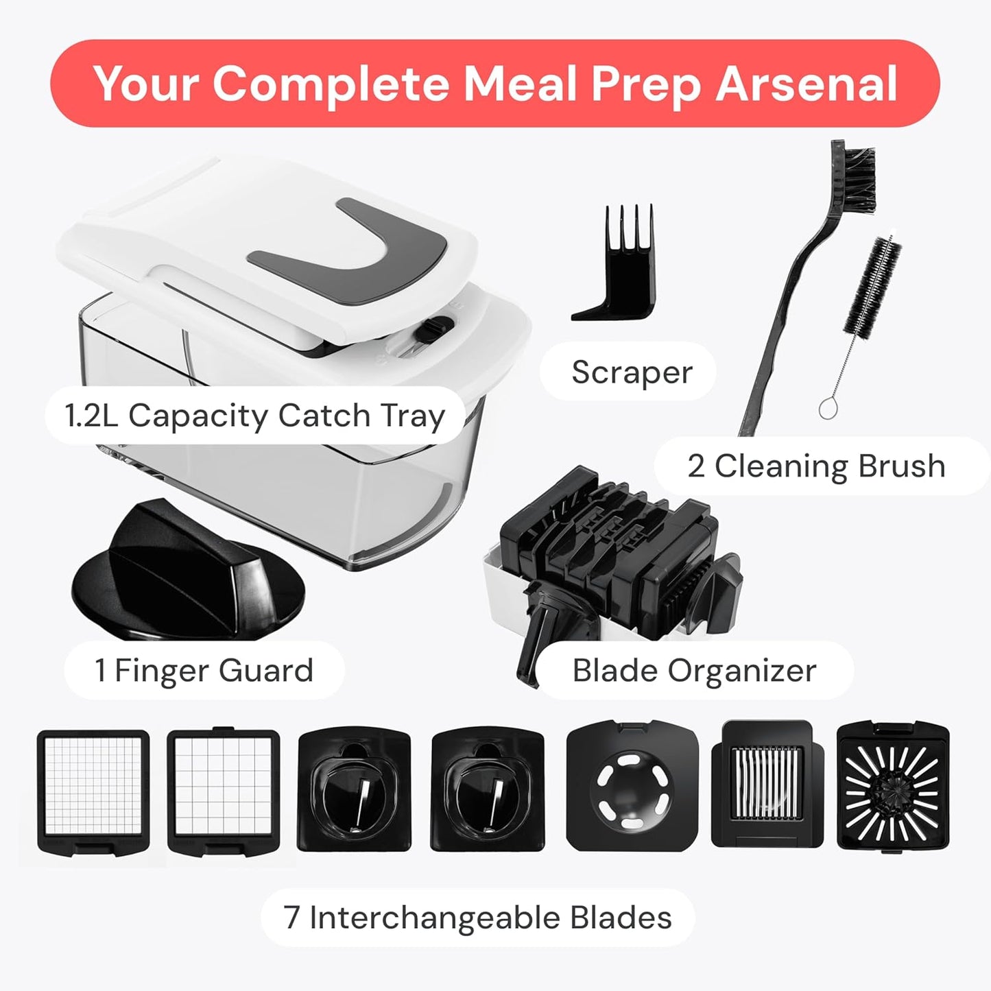 Fullstar The Original Pro Chopper - Vegetable Chopper and Spiralizer, Food Chopper with Container, Fruit Slicer, Kitchen Gadgets & Accessories, Home Essentials (All in 1, White)