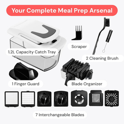 Fullstar The Original Pro Chopper - Vegetable Chopper and Spiralizer, Food Chopper with Container, Fruit Slicer, Kitchen Gadgets & Accessories, Home Essentials (All in 1, White)