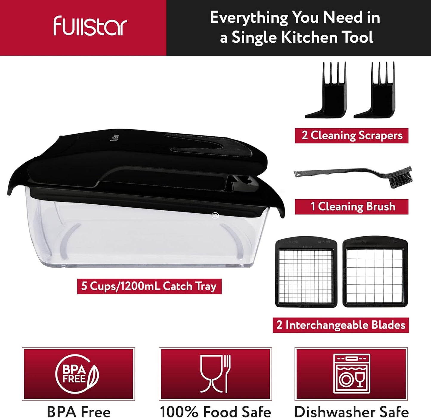 Fullstar The Original Pro Chopper - Vegetable Chopper and Spiralizer, Food Chopper with Container, Fruit Slicer, Kitchen Gadgets & Accessories, Home Essentials (All in 1, White)