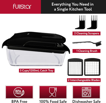 Fullstar The Original Pro Chopper - Vegetable Chopper and Spiralizer, Food Chopper with Container, Fruit Slicer, Kitchen Gadgets & Accessories, Home Essentials (All in 1, White)