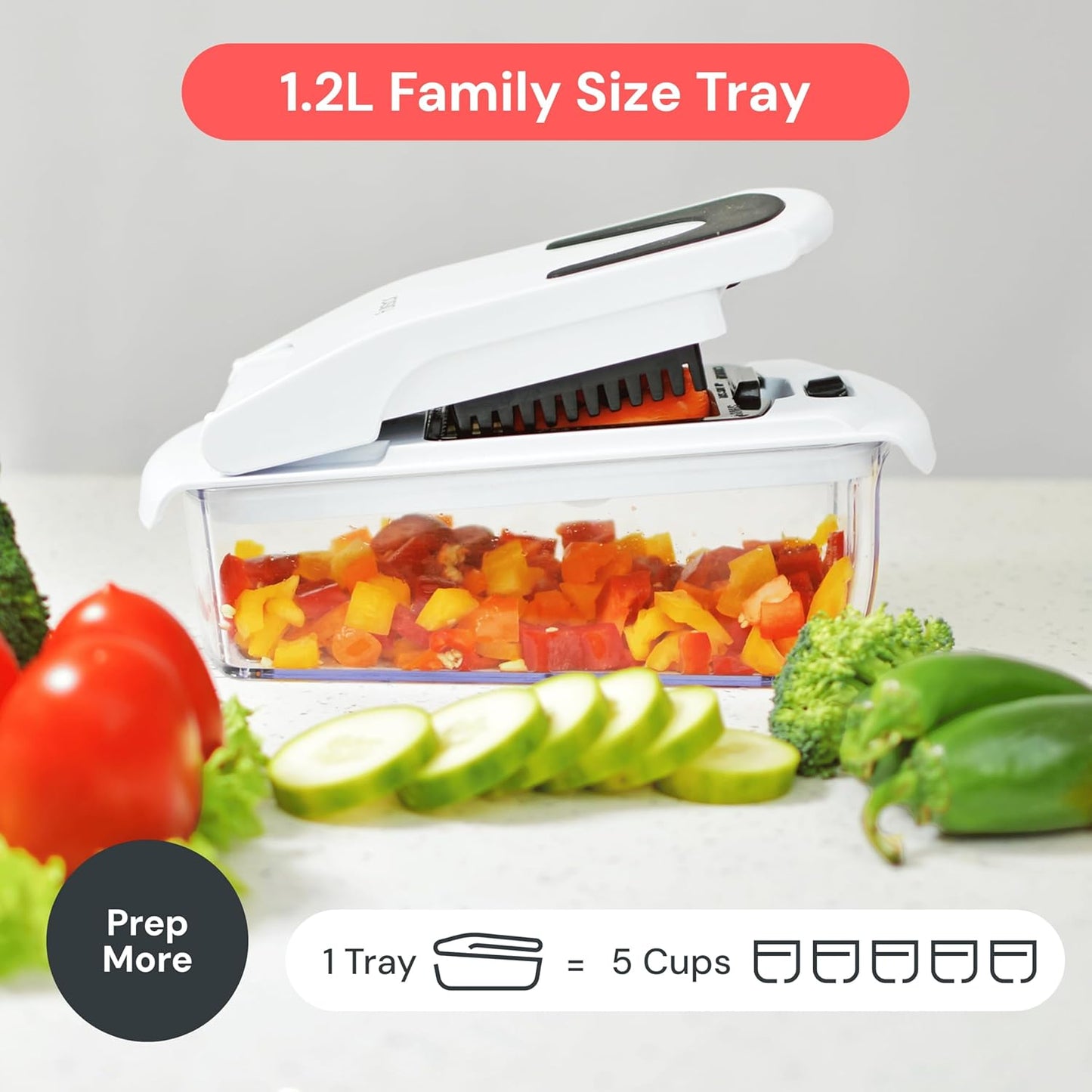 Fullstar The Original Pro Chopper - Vegetable Chopper and Spiralizer, Food Chopper with Container, Fruit Slicer, Kitchen Gadgets & Accessories, Home Essentials (All in 1, White)