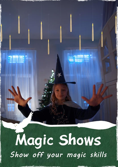 ✨ Floating Flameless Candles with Magic Wand – 20PCS Warm LED Lights for Halloween, Wedding & Party Decor