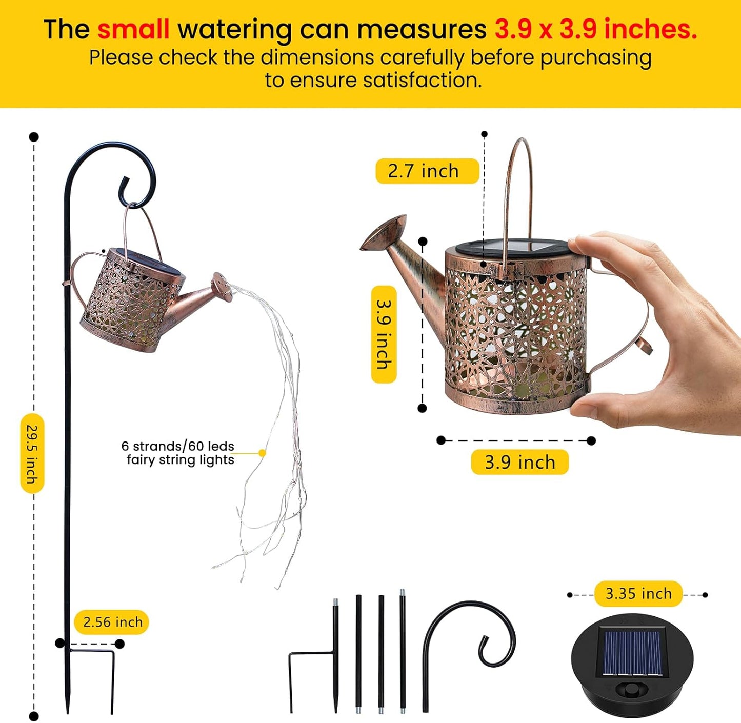 Solar Watering Can Lights – Outdoor Metal Garden Decor, Warm White 🌼