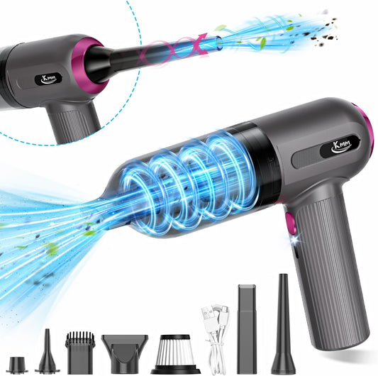 KMM Handheld Car Vacuum Cleaner, 11000PA Vacuum Cleaner & Air Duster, 120W High Power Vacuum Portable Cordless, Hand Held Vacuum Rechargeable with Multi-Nozzles & LED Light for Home, Car, Office