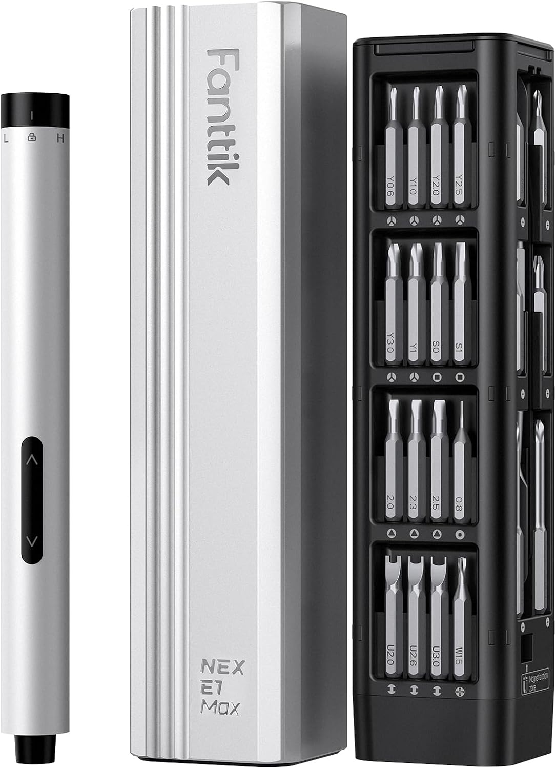 Fanttik E1 Max Electric Screwdriver, Mini Precision Screwdriver Set, 50 Magnetic Bits, Magnetic Storage, 5/32‘’Hex, Repair Tool Kit for Electronics Phone Camera Laptop Watch (Grey)