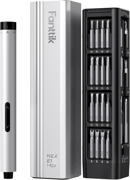 Fanttik E1 Max Electric Screwdriver, Mini Precision Screwdriver Set, 50 Magnetic Bits, Magnetic Storage, 5/32‘’Hex, Repair Tool Kit for Electronics Phone Camera Laptop Watch (Grey)