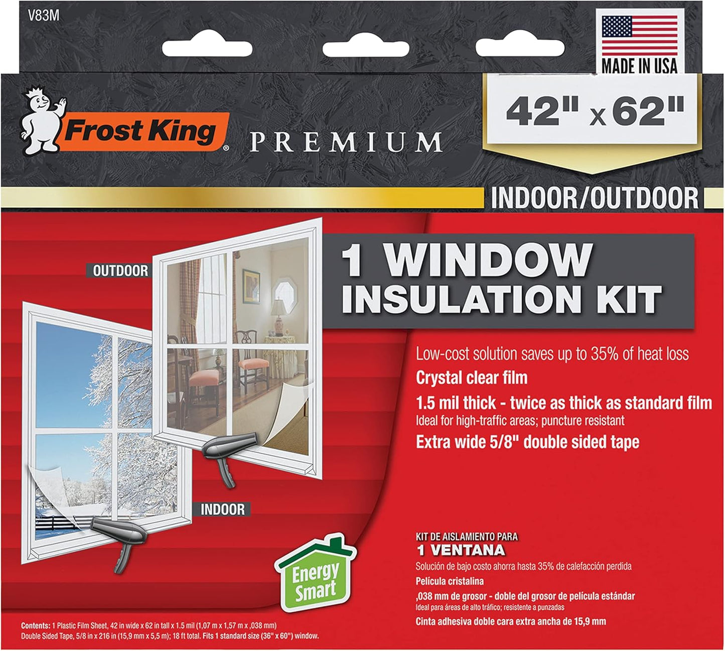 🏠 Warm Indoor Window Insulation Kit – Clear Shrink Film, 9-Pack