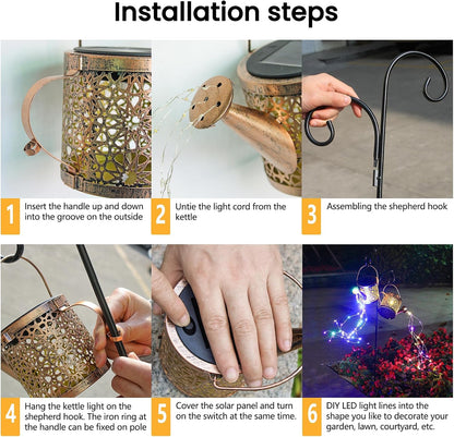 Solar Watering Can Lights – Outdoor Metal Garden Decor, Warm White 🌼