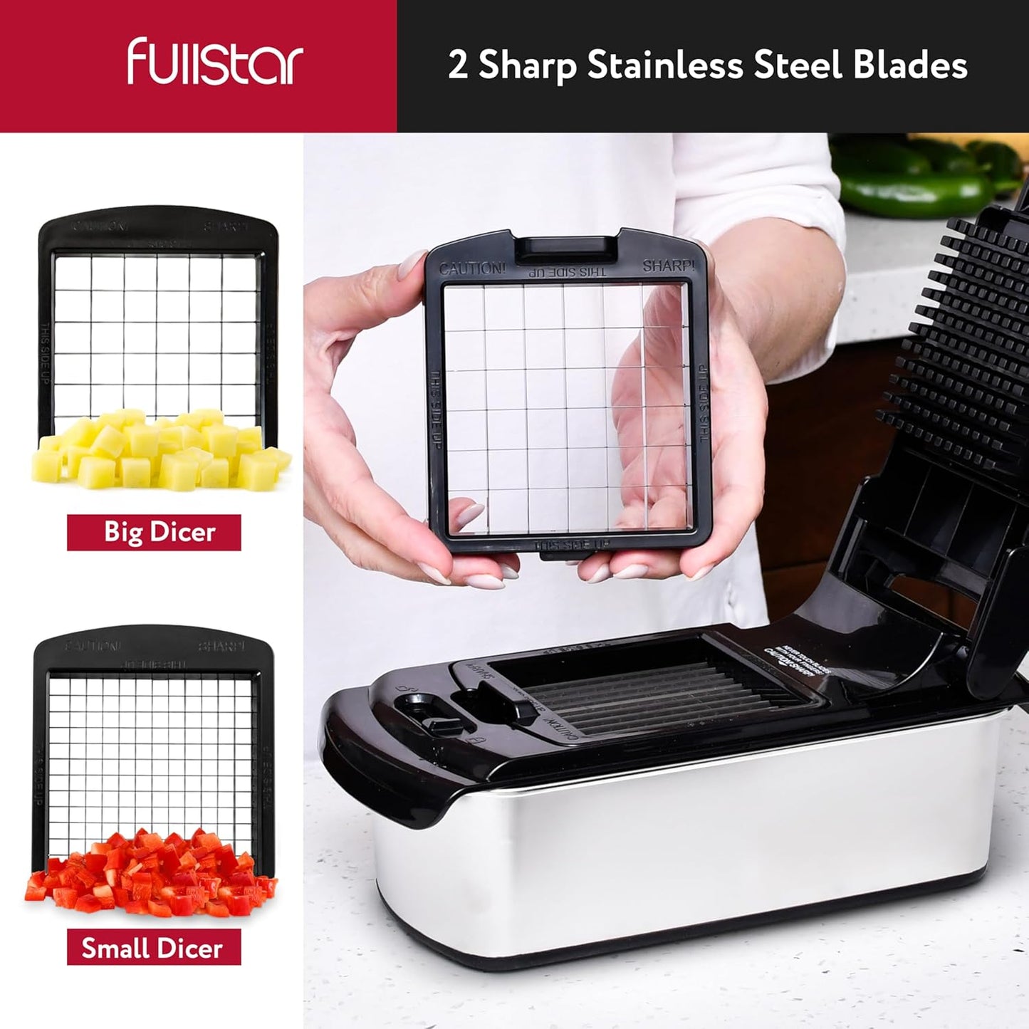 Fullstar The Original Pro Chopper - Vegetable Chopper and Spiralizer, Food Chopper with Container, Fruit Slicer, Kitchen Gadgets & Accessories, Home Essentials (All in 1, White)