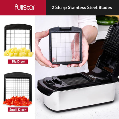 Fullstar The Original Pro Chopper - Vegetable Chopper and Spiralizer, Food Chopper with Container, Fruit Slicer, Kitchen Gadgets & Accessories, Home Essentials (All in 1, White)