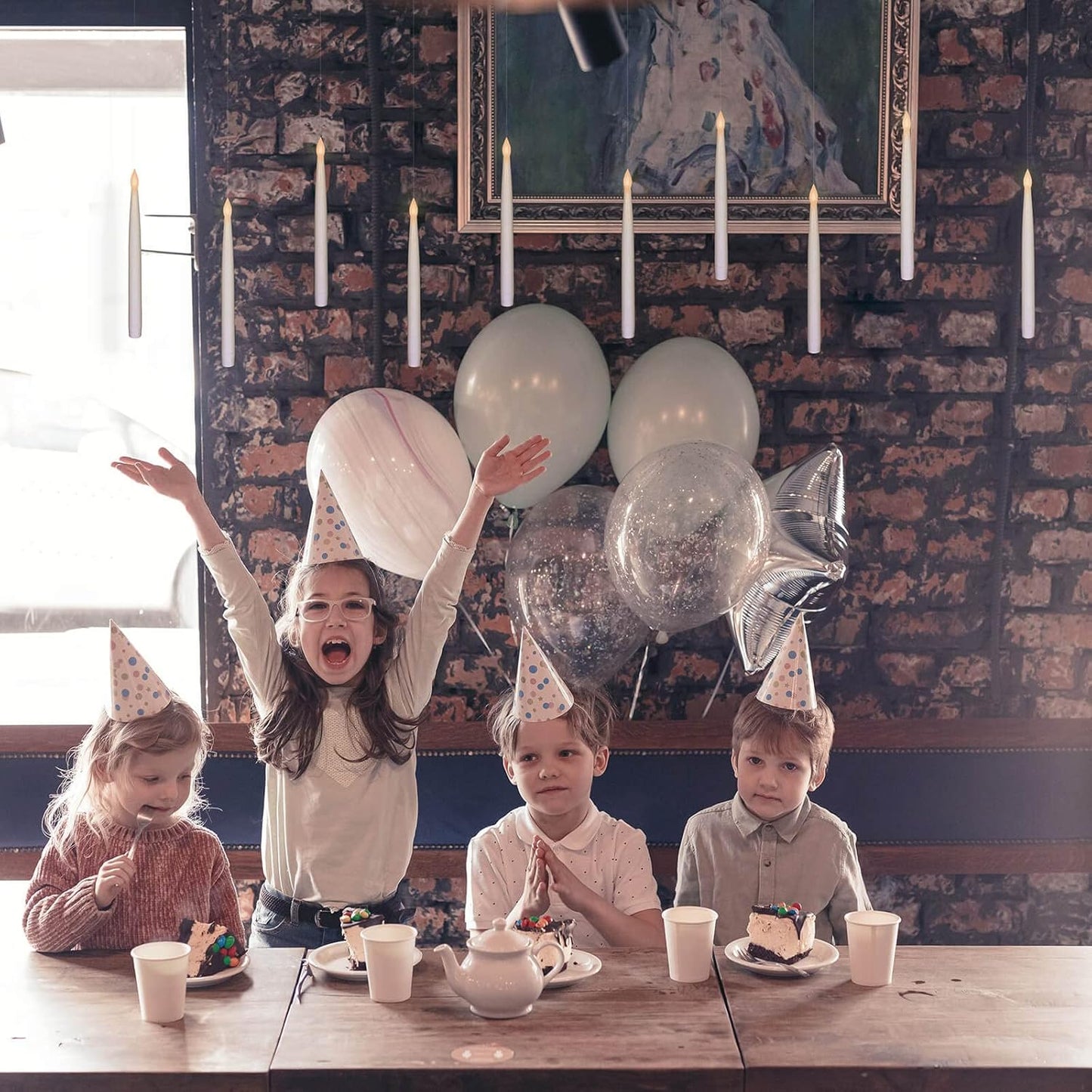 ✨ Floating Flameless Candles with Magic Wand – 20PCS Warm LED Lights for Halloween, Wedding & Party Decor