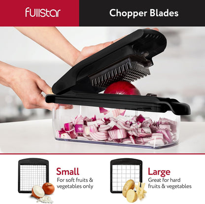 Fullstar The Original Pro Chopper - Vegetable Chopper and Spiralizer, Food Chopper with Container, Fruit Slicer, Kitchen Gadgets & Accessories, Home Essentials (All in 1, White)