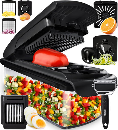Fullstar The Original Pro Chopper - Vegetable Chopper and Spiralizer, Food Chopper with Container, Fruit Slicer, Kitchen Gadgets & Accessories, Home Essentials (All in 1, White)