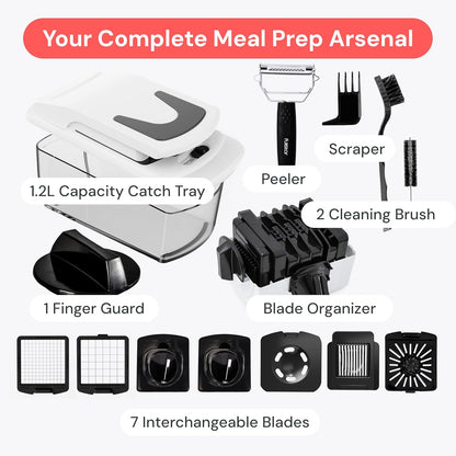 Fullstar The Original Pro Chopper - Vegetable Chopper and Spiralizer, Food Chopper with Container, Fruit Slicer, Kitchen Gadgets & Accessories, Home Essentials (All in 1, White)