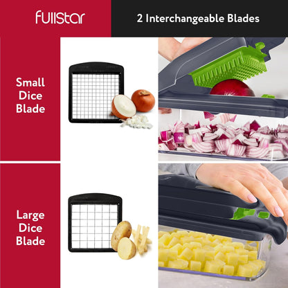 Fullstar The Original Pro Chopper - Vegetable Chopper and Spiralizer, Food Chopper with Container, Fruit Slicer, Kitchen Gadgets & Accessories, Home Essentials (All in 1, White)
