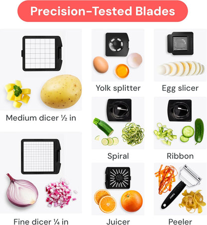 Fullstar The Original Pro Chopper - Vegetable Chopper and Spiralizer, Food Chopper with Container, Fruit Slicer, Kitchen Gadgets & Accessories, Home Essentials (All in 1, White)