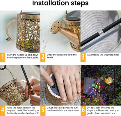 Solar Watering Can Lights – Outdoor Metal Garden Decor, Warm White 🌼