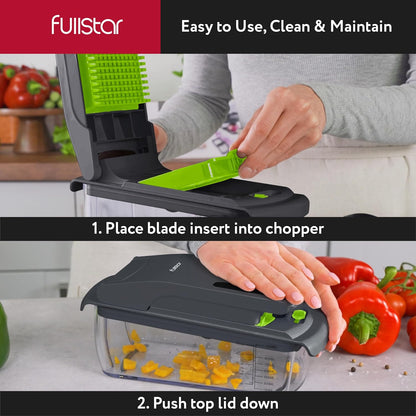 Fullstar The Original Pro Chopper - Vegetable Chopper and Spiralizer, Food Chopper with Container, Fruit Slicer, Kitchen Gadgets & Accessories, Home Essentials (All in 1, White)