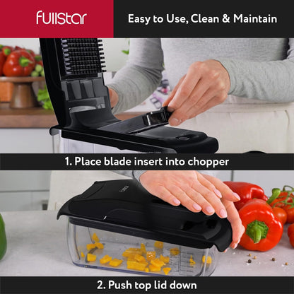 Fullstar The Original Pro Chopper - Vegetable Chopper and Spiralizer, Food Chopper with Container, Fruit Slicer, Kitchen Gadgets & Accessories, Home Essentials (All in 1, White)