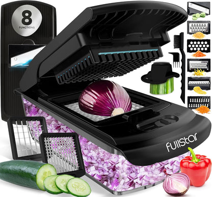 Fullstar The Original Pro Chopper - Vegetable Chopper and Spiralizer, Food Chopper with Container, Fruit Slicer, Kitchen Gadgets & Accessories, Home Essentials (All in 1, White)