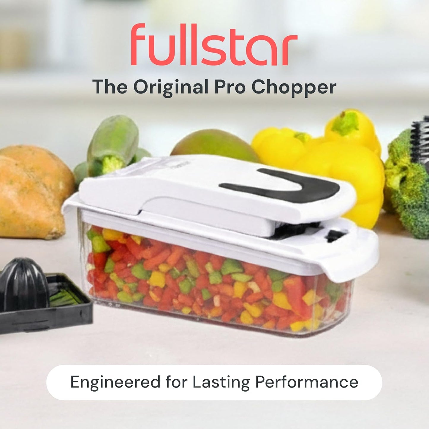 Fullstar The Original Pro Chopper - Vegetable Chopper and Spiralizer, Food Chopper with Container, Fruit Slicer, Kitchen Gadgets & Accessories, Home Essentials (All in 1, White)