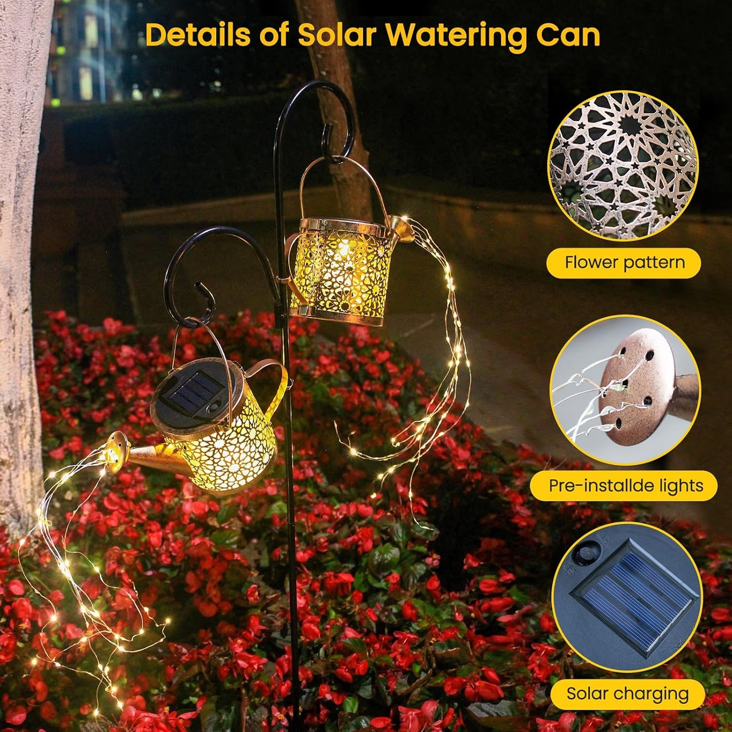 Solar Watering Can Lights – Outdoor Metal Garden Decor, Warm White 🌼
