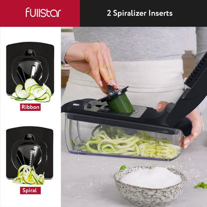 Fullstar The Original Pro Chopper - Vegetable Chopper and Spiralizer, Food Chopper with Container, Fruit Slicer, Kitchen Gadgets & Accessories, Home Essentials (All in 1, White)