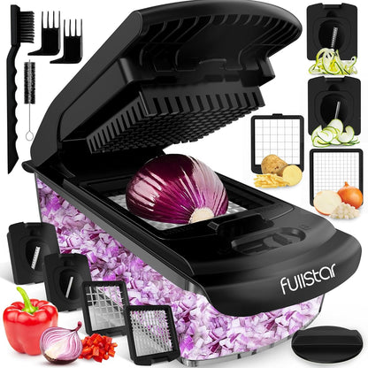 Fullstar The Original Pro Chopper - Vegetable Chopper and Spiralizer, Food Chopper with Container, Fruit Slicer, Kitchen Gadgets & Accessories, Home Essentials (All in 1, White)