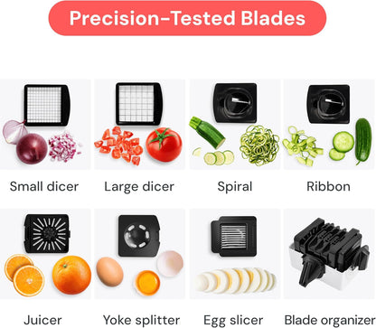 Fullstar The Original Pro Chopper - Vegetable Chopper and Spiralizer, Food Chopper with Container, Fruit Slicer, Kitchen Gadgets & Accessories, Home Essentials (All in 1, White)