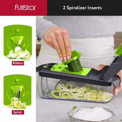 Fullstar The Original Pro Chopper - Vegetable Chopper and Spiralizer, Food Chopper with Container, Fruit Slicer, Kitchen Gadgets & Accessories, Home Essentials (All in 1, White)