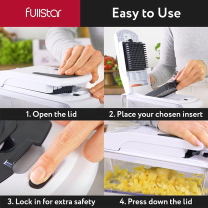 Fullstar The Original Pro Chopper - Vegetable Chopper and Spiralizer, Food Chopper with Container, Fruit Slicer, Kitchen Gadgets & Accessories, Home Essentials (All in 1, White)