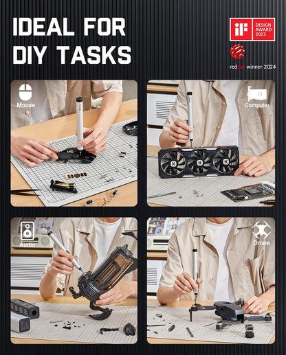 Fanttik E1 Max Electric Screwdriver, Mini Precision Screwdriver Set, 50 Magnetic Bits, Magnetic Storage, 5/32‘’Hex, Repair Tool Kit for Electronics Phone Camera Laptop Watch (Grey)