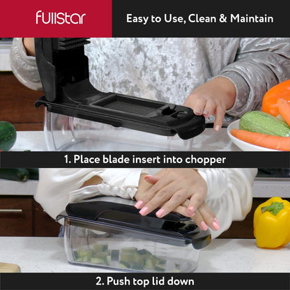 Fullstar The Original Pro Chopper - Vegetable Chopper and Spiralizer, Food Chopper with Container, Fruit Slicer, Kitchen Gadgets & Accessories, Home Essentials (All in 1, White)