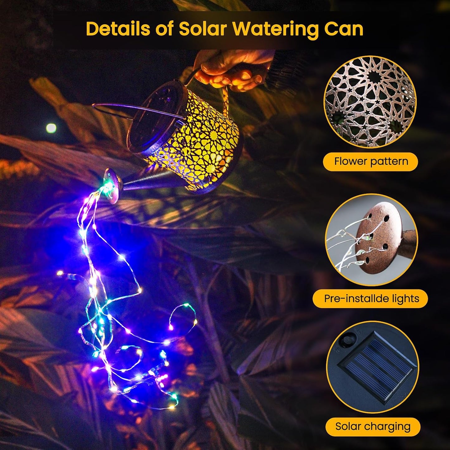 Solar Watering Can Lights – Outdoor Metal Garden Decor, Warm White 🌼
