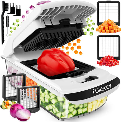 Fullstar The Original Pro Chopper - Vegetable Chopper and Spiralizer, Food Chopper with Container, Fruit Slicer, Kitchen Gadgets & Accessories, Home Essentials (All in 1, White)