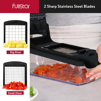 Fullstar The Original Pro Chopper - Vegetable Chopper and Spiralizer, Food Chopper with Container, Fruit Slicer, Kitchen Gadgets & Accessories, Home Essentials (All in 1, White)